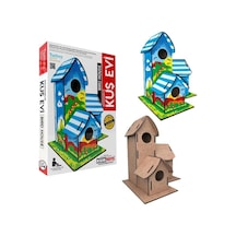Maket Boyanabilir Kuş Evi Boyama Maketi Naturel Ahşap Boyama Bırd House 6 Renk Akrilik Boya Fırça