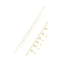 Söğütlü Silver Gümüş Altın Yaldızlı Zirkon Taşlı Çift Sıra Pullu Halhal