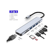 Usb Type C To 4k 30hz Hdmi Kablosu Usb Çoklayıcı Hub Sd/tf Kart Okuyucu Pd 87w Çevirici Kablol