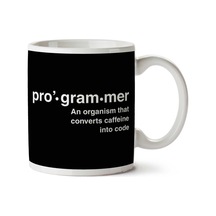 Programmer Turns Coffee Too Code İki Tarafı Baskılı Kupa Bardak