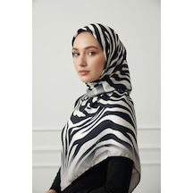 Lady Coco Zebra Desenli Dijital Baskı Rayon Eşarp Krem