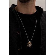 Osmanlı Gümüş Medusa Model Erkek Çelik Kolye Çelik