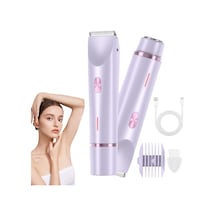 2'si 1 Arada Kadın Vücut Tıraş Makinesi Saç Düzeltici Çift Kafa Tıraş Makinesi Kadınlar İçin Ipx7 Su Geçirmez Kablosuz Islak Ve Kuru Bikini Giyotin Mor