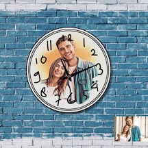 Sevgiliye Hediye Yağlı Boya Tasarımlı Cam Duvar Saati Krem