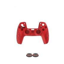 Cafele PS5 Dualsense Joystick Silikon Kılıf + Analog Koruyucu Kırmızı