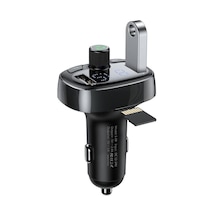 Baseus T-Typed S-09 Bluetooth FM Transmitter Dual USB Araç Şarj Aleti Siyah