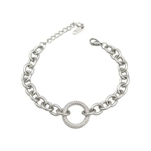 Çelik Taş Detaylı Halkalı Bileklik Beyaz