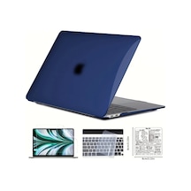 Honeybeeshop 4 Adet Ultra İnce Şeffaf Kılıf Macbook Uyumlu Air 13.3 M1 M2 M3 M4 Ekran Klavye Filmi Seti Cam Zambak Mavisi