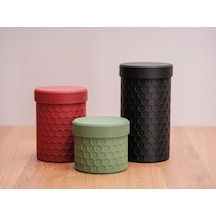 3d Baskı 3lü Petek Desenli Kapaklı Kavanoz Seti Bal Peteği Dokulu Dekoratif Mutfak Saklama Kabı 5-8-12 Cm Diğer