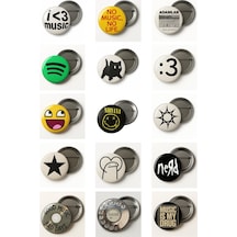 Müzik Ve Pop Kültür Temalı Rozet Seti Eğlenceli Tasarım Rozetler 15 Li Set Çok Renkli