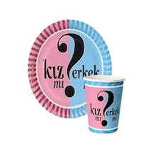Yazılı Karton Tabak Bardak Set Kızmı Erkekmi 8li