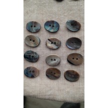 Doğal Siyah Hakiki İnci Midye Kabugu Düğme -14x19 Mm 12 Adet