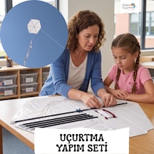 Uçurtma Yapım Seti / Naylon Altıgen / Plastik Çıtalı / Beyaz