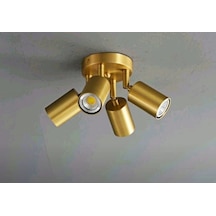 Mylights Mat Altin Kaplama  Boya Değil 4Lü Led Avize Led Spot Gün