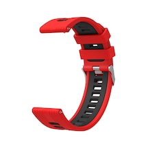 Huawei Watch Gt 2 46mm İle Uyumlu Silikon Spor Kordon, Çizgili Tasarım, Renkli Delikli, Kırmızı, Krd-55-gt2-46-22mm-kırsyh