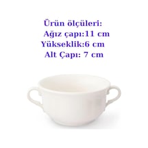 Tr Güral Porselen Çift Kulplu Çorba Kasesi, 11 Cm Ağız Çapı, Beyaz Krem Genel