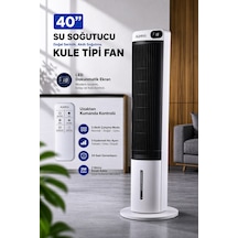 Exenar - Beyaz - Kule Tipi Soğutucu Fan Uzaktan Kumandalı Su Buharlı Soğutucu Vantilatör 70w-3l Su Tankı-led Ekranlı