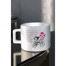 Sevgiliye Hediye İyi ki Varsın Sevgilim Bisikletli Çift Baskılı Çay-Kahve Fincanı
