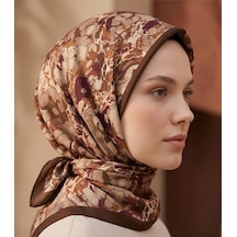 Ochre Desen 90x90cm Matte Cotton Eşarp Sütlü Kahve
