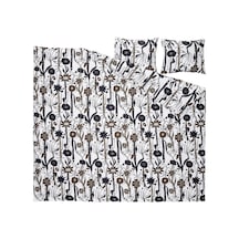Ikea Lundskaftıng Çift Kişilik Nevresim Takımı 220 X 240 Cm Beyaz - Siyah - Kahverengi Çok Renkli