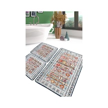 Weref Banyo Halısı Djt 3 Lü Set Banyo Halısı Paspas Yıkanabilir Kaymaz çok renkli
