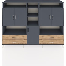 Hyperion Dolap 12 Raflı 4 Çekmeceli 5 Kapaklı 220x44x163 Antrasit Antrasit-antrasit/çam