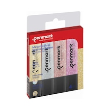 Penmark Fosforlu Kalem 4 Lü Karışık Renk Simli Çok Renkli