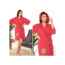 Kelebek Gelin Bornoz Seti 5 Parça Dantelli Çeyiz Bayan Bornoz Set Kırmızı