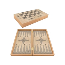 Star Marmara Yakma Ahşap Tavla 12 Mm Mdf Kasa, Parlak Selefon Kaplama, 36 Mm Krem & Siyah