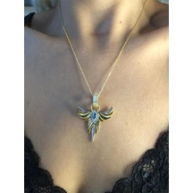 Zümrüdü Anka Kuşu Phoenix Aquamarin Taşlı Gümüş Kolye Işıklı Kutuda Sevgiliye Eşe Anneye Kolye Zümrüdü Anka Kuşu Phoenix Aquamarin Taşlı Gümüş Kolye Işıklı Kutuda Sevgiliye Eşe Anneye Kolye