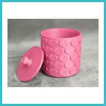 Bezos 3d Baskı Kalp Desenli Kapaklı Saklama Kutusu - İki Renkli Organizer - Pembe Dfnbez