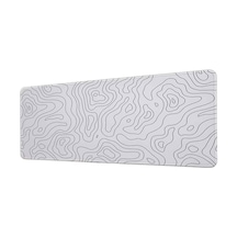 Minimal Beyaz Topografik Çizgiler 40x90 Cm Oyuncu Mousepad Kaymaz Taban Büyük Boy Mousepad