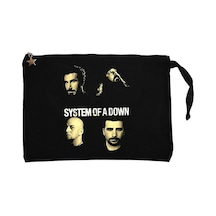 System of a Down Grup Face Siyah Clutch Cüzdan / El Çantası Siyah