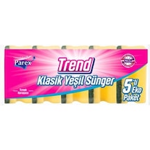 Parex Trend Eko Oluklu Klasik Yeşil Bulaşık Süngeri 5 Adet