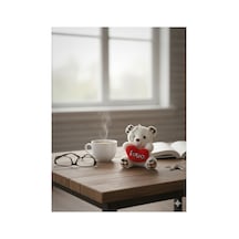 Şişme Ayıcık Anahtarlık Aksesuar Ekru Love Kalpli 13cm Ekru - 825820611 Ekru