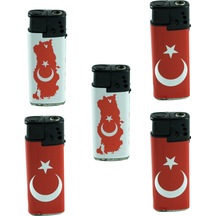 Çakmak Erzi 1800 Turbo Türk Bayraklı Çakmak Rüzgarda Sönmeyen 5'l