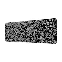 Siyah Beyaz Doodle Figürler 40x90 Cm Oyuncu Mousepad Kaymaz Taban Büyük Boy Mousepad