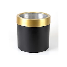 Rüzgar Yapay Çiçekçilik 25x25 Metal Saksı Siyah Gold