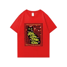 Flood Of Style Bebek Lazanya Harajuku Kedi Grafik T-shirt Erkek Kadın Rahat Hip Hop Streetwear Büyük Boy Kıs Kırmızı