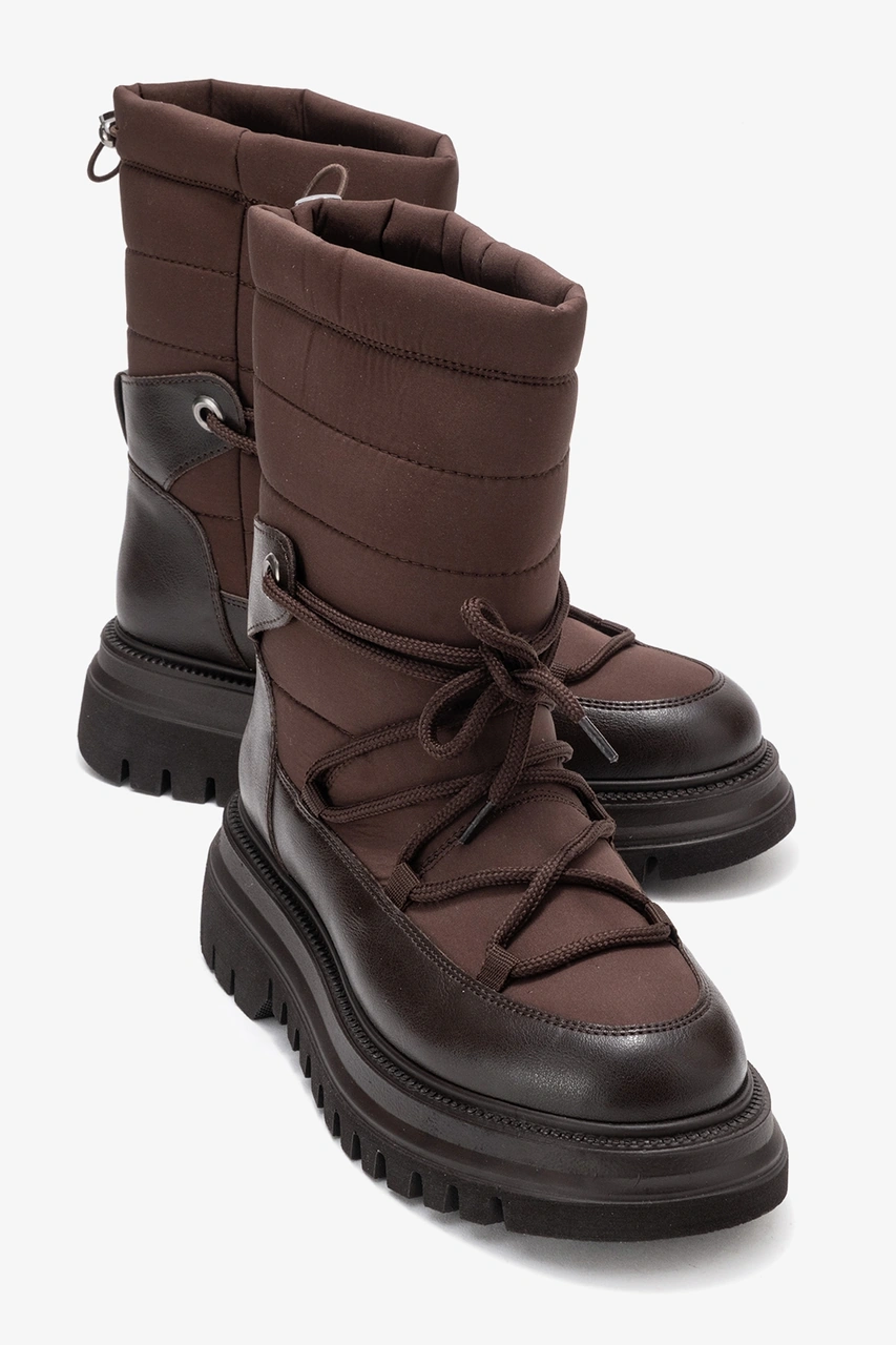 Luvishoes Luvi Shoes Weld Kahverengi Cilt Kadın Kar Botu Kahverengi Deri