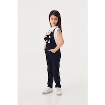 Fullamoda Ayıcık Detaylı Çocuk Kot Salopet-Siyah