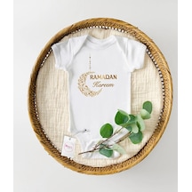 Hediyenza Ramadan Kareem Özel Tasarım Bebek Zıbın Pamuklu Çıtçıtlı Body Beyaz