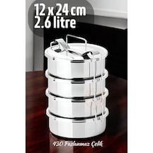 Zhltools Sefer Tası Yemek Kabı Paslanmaz Çelik 4 Katlı 12 Cm 650 Ml Gümüş Zhltools Sefer Tası Yemek Kabı Paslanmaz Çelik 4 Katlı 12 Cm 650 Ml Gümüş