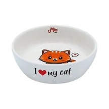 Seramik Kedi Mama Ve Su Kabı Kedi Desenli