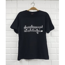 Unisex Siyah Nota Baskılı T-shirt SIYAH