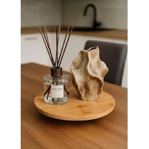 Top Ayaklı Mini Bambu Sunumluk - 12 Cm Yuvarlak Doğal Ahşap Stand - Kahve Yanı, Lokumluk, Mumluk Ve Dekoratif Altlık