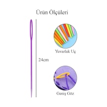 Renkli Plastik Çuvaldız Yün İğnesi 24 Cm 10 Adet Plastik Dikiş İğnesi Yün Örgü Dikme İplik İğne Dokuma İğnesi