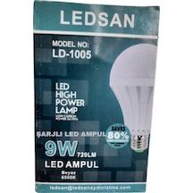 Şarjlı Led Ampul 9W Beyaz Işık E27 Duy Şarjlı Ampul