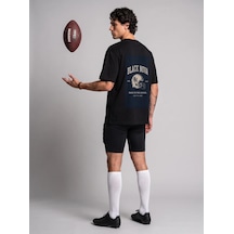 Black Nova Oversize Baskılı Unisex Tişört Nova Football Black Siyah