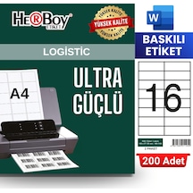Herboy Hb-1105 105 X 37,125 Mm A4 Baskılı Laser Etiket 200 Adet